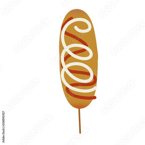Corn Dog with Ketchup and Mayonnaise 