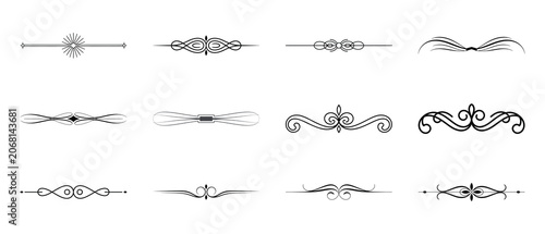 Tableau sur toile Calligraphic flourishes and swirl separators for professional typesetting and book design