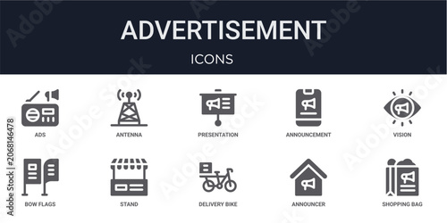 Photos Set of 10 solid Advertisement icons for dashboards, app screens and website sections