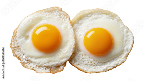 Canvastavla Isolated two perfectly cooked fried eggs with vibrant yellow yolks, ready for br