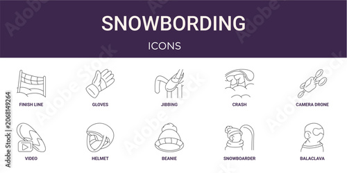 Canvastavla Set of 10 linear Snowbording icons for interface projects, presentations and web graphics