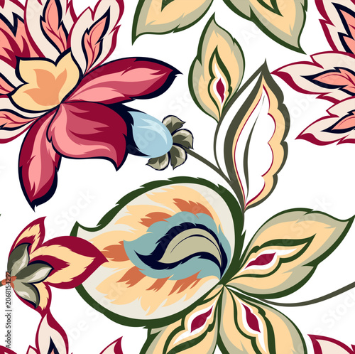 Seamless flowers pattern. Hand draw abstract pattern