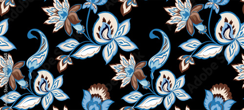 Seamless flowers pattern. Hand draw abstract pattern