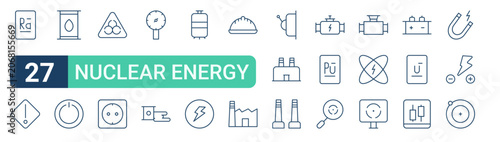 Fotografia Set of 27 outline Nuclear Energy icons for modern UI, landing pages and digital services