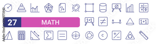 Konstfotografi Set of 27 linear Math icons for web projects, mobile apps and interface menus