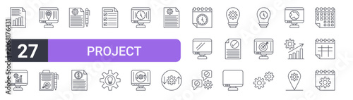 Foto Set of 27 outline Project Management icons for modern UI, landing pages and digital services