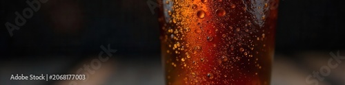 Close-up of dark beer in bottle, condensation, close-up, drink, dark brew