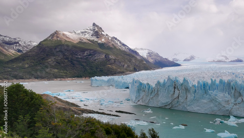 a shot looking to the south of perito moreno glacier and cerro moreno in los glaciares national park of argentina