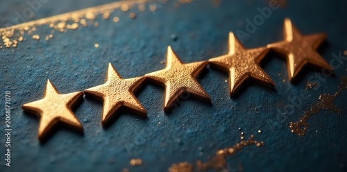 Close-up of five-pointed star rating, metallic texture , macro, bronze, luxury