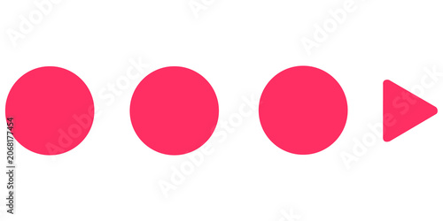 Three red circles and a red triangle in a row