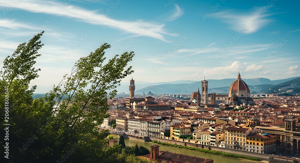 Obraz premium Florence city skyline with cathedral and river