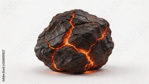 Lava filled rock on white background