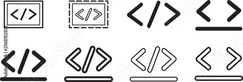 Canvas Print Icon set of programming symbols featuring brackets, braces and parentheses with