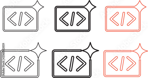 Fotografía Icon set of programming symbols featuring brackets, braces and parentheses with