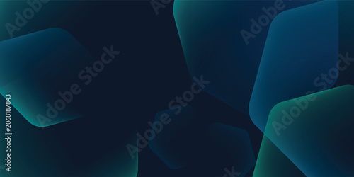 Abstract Teal Geometric Technology Background with Glowing Gradient Shapes