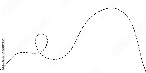 Cuadro en lienzo Dynamic dashed line illustrates a winding path, symbolizing the fluctuating jour