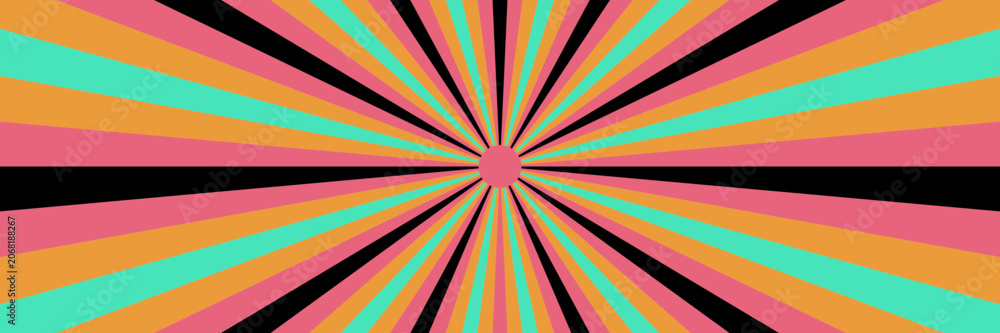 Obraz premium Retro Sunburst Background with Vibrant Pop Art Colors for Graphic Design Projects and Digital Marketing Layouts