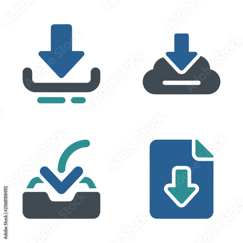 Fotografía Download icons with arrows pointing.