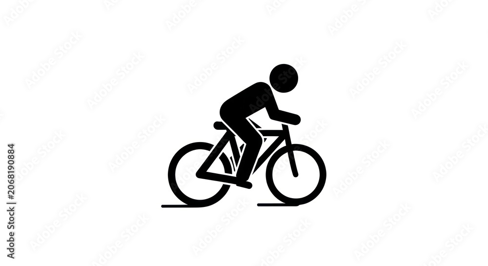 Obraz premium Silhouette of a person riding a bicycle on a white background.