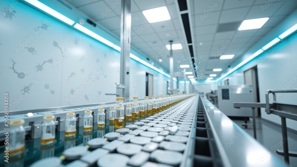 Obraz premium Modern Pharmaceutical Factory Interior