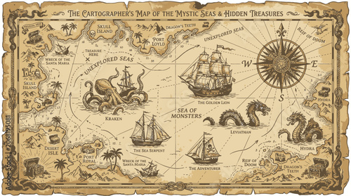 Vintage ancient world and Israel map with antique currency, money and finance illustration in retro paper style
