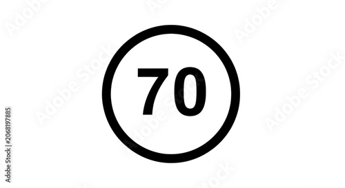 Speed limit sign showing seventy in a circle.