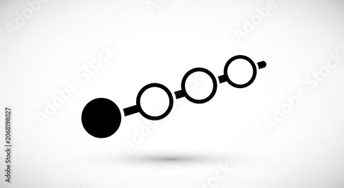 Simple graphic of a chain with one black link and three white links on a white background.