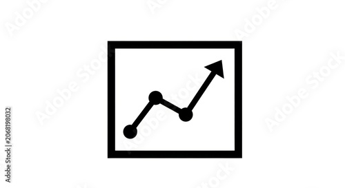 Simple line graph icon showing upward trend and growth inside a square frame.