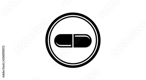 Simple Pill Icon in a Circle.