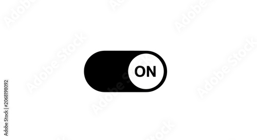 Simple Toggle Switch Set to ON Position Isolated on White Background.