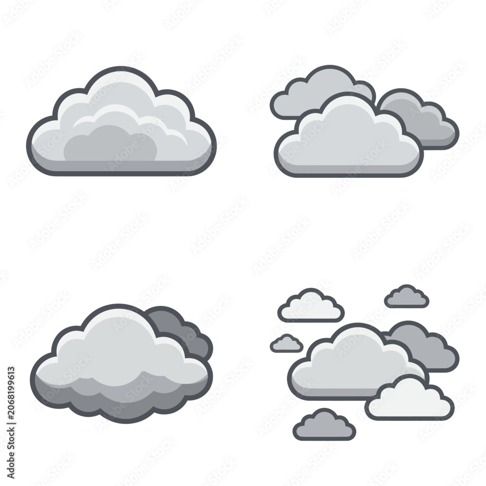 Obraz premium Clouds Weather Forecast Icons Set.