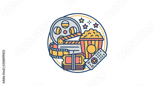 Bild auf Leinwand Colorful cinema movie theater snacks.