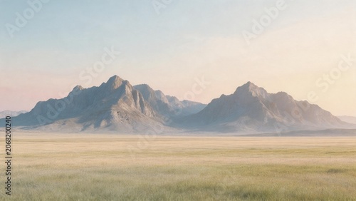 Mountain landscape with grassy plain