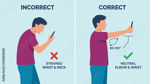 Foto Correct Phone Holding Posture Elbow Wrist Angle