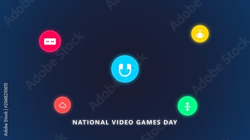 National Video Games Day Animated Icons Celebration