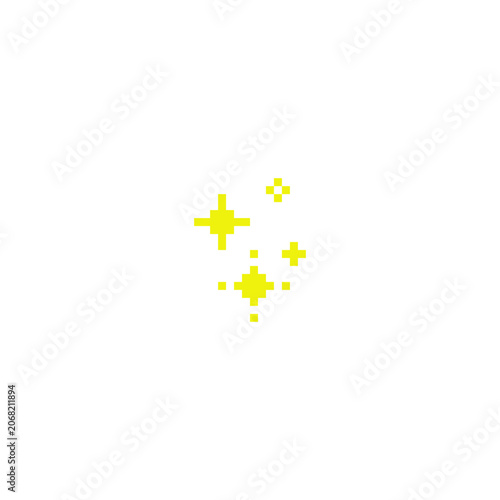 Pixel star retro 8 bit sparkle border seamless frame. Shiny game pixel art effect. Firework burst, space decoration.