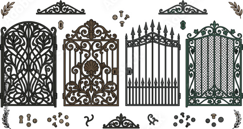 Ornate Wrought Iron Gate Collection Featuring Decorative Victorian, Gothic and Vintage Metal Fence Designs with Elegant Architectural Details