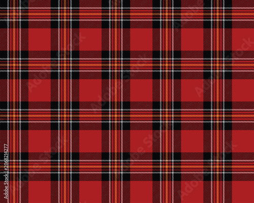 Royal stewart inspired deep red plaid seamless pattern, black bold red yellow holiday check seamless background. Suitable for party decorations, textile prints