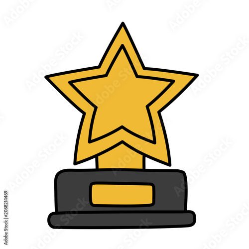 Golden star trophy award icon for champion winner