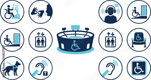 Disability accessibility symbol icons set.