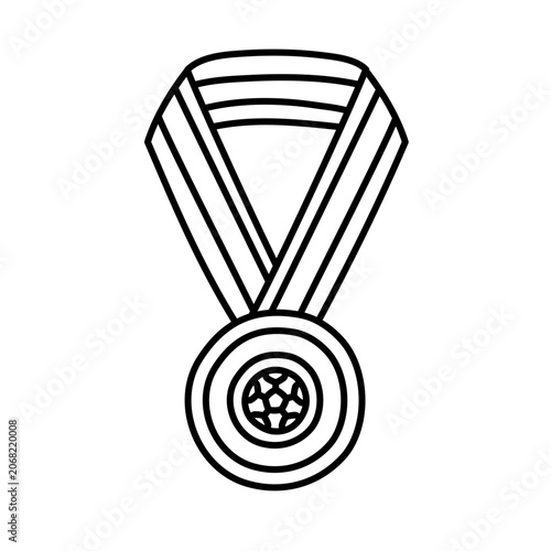 Winner medal with ribbon thin line art icon
