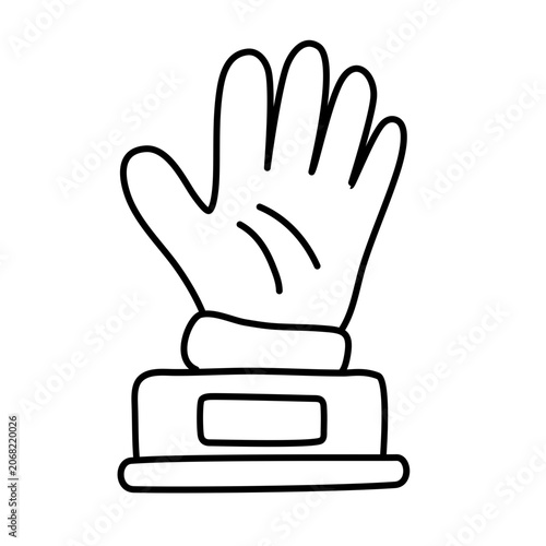 Goalkeeper glove trophy thin line art icon soccer award