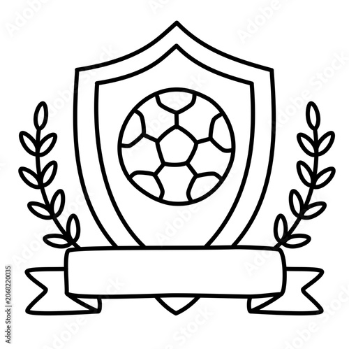 Shield trophy with laurel wreath thin line art icon