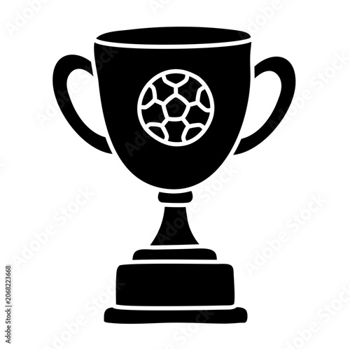 Football champion cup trophy icon black silhouette
