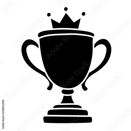 Classic cup trophy with crown icon black silhouette