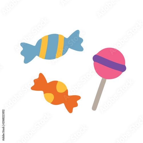 Fotografía Sweet Halloween Candy and Lollipop Clipart Set Vector Flat Graphic Illustration