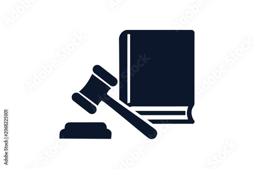 A gavel and book icon representing law and justice