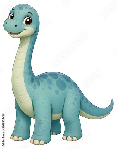 Cute Blue Long Neck Dinosaur Sticker PNG