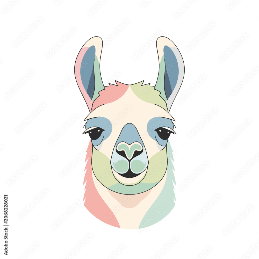 Fototapeta premium Pastel Colored Abstract Lama Head Portrait