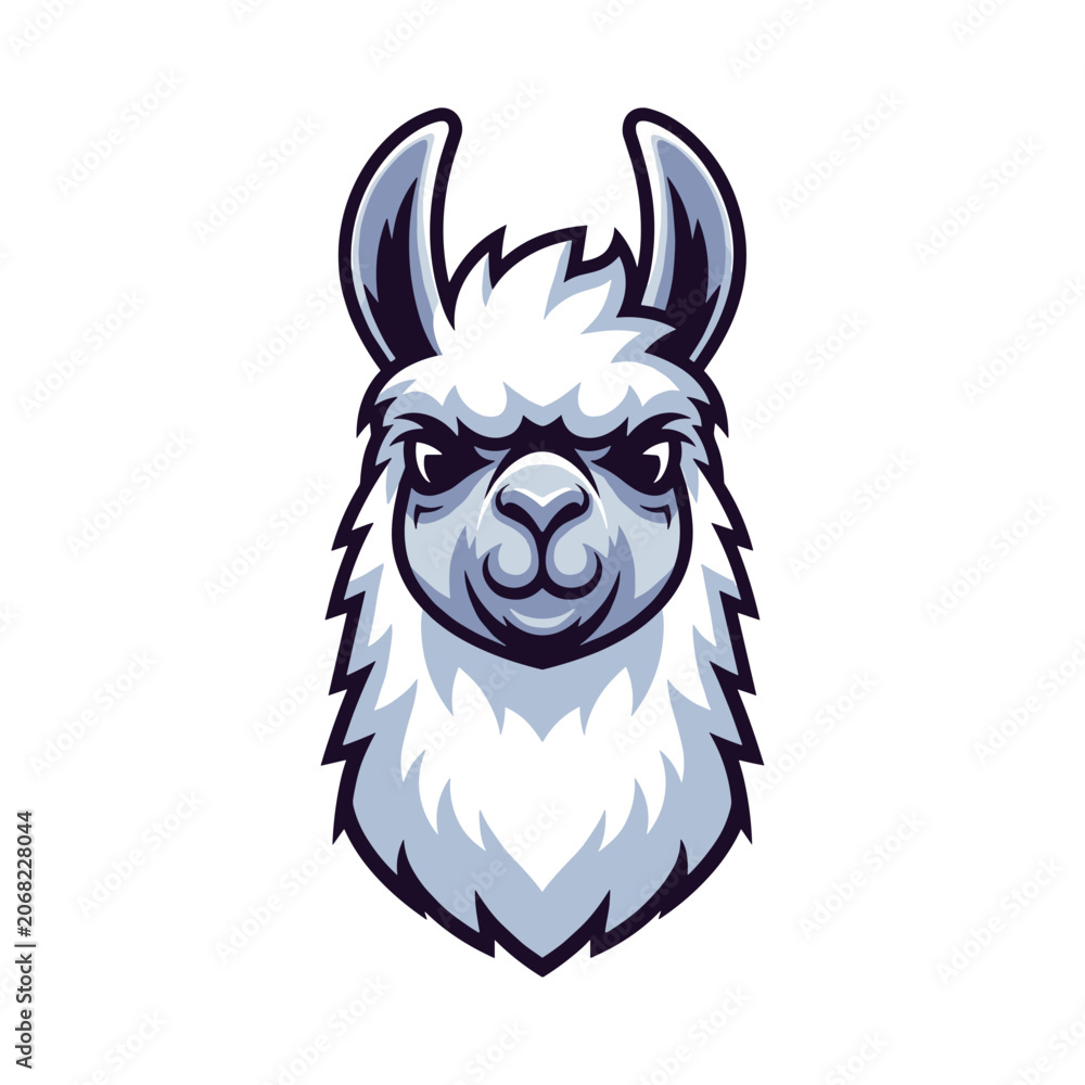 Fototapeta premium Symmetrical Lama Face Illustration Facing Forward